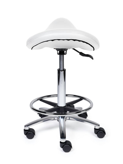 Ergonomische Zadelkruk Premium Wit op Wielen