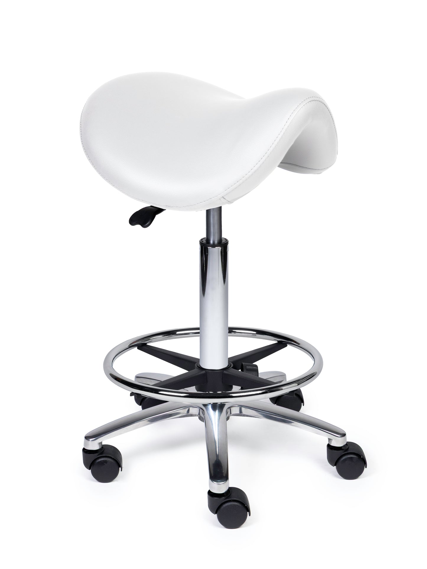 Ergonomische Zadelkruk Premium Wit op Wielen