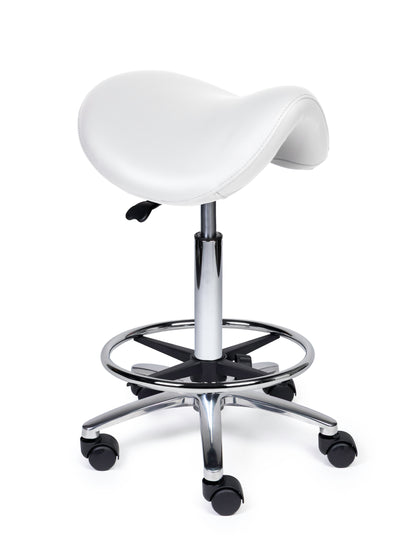 Ergonomische Zadelkruk Premium Wit op Wielen