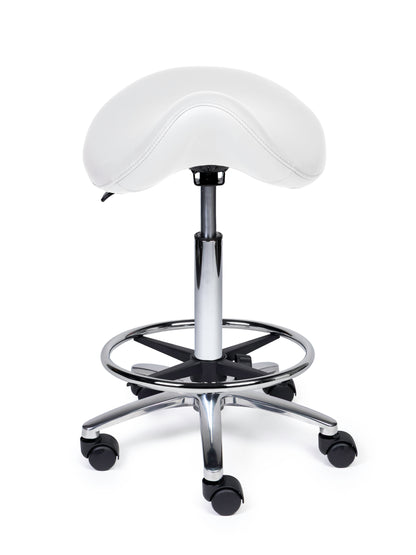 Ergonomische Zadelkruk Premium Wit op Wielen