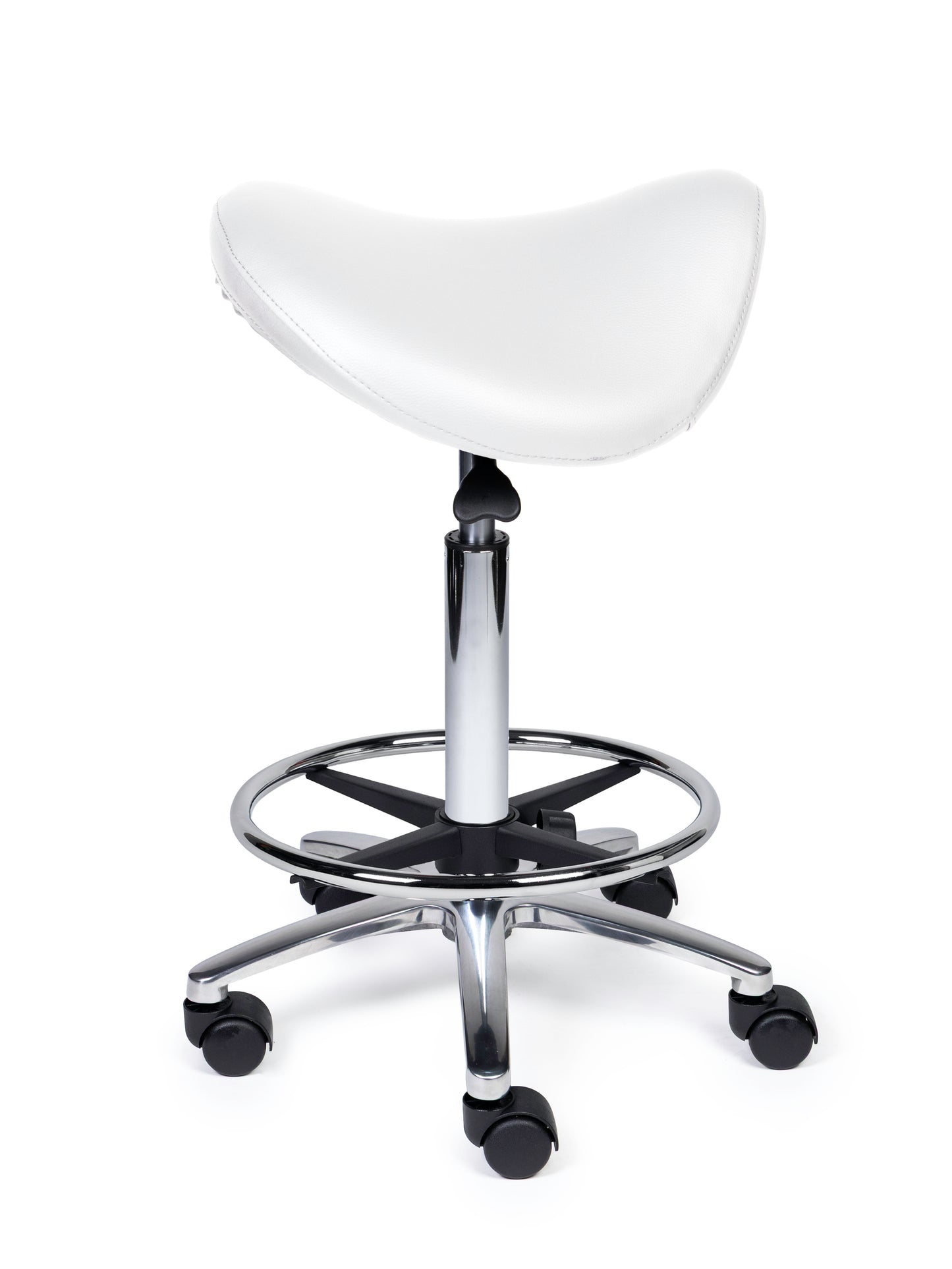 Ergonomische Zadelkruk Premium Wit op Wielen