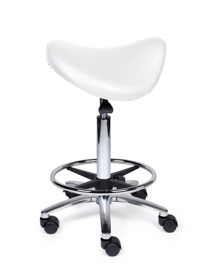 Ergonomische Zadelkruk Premium Wit op Wielen