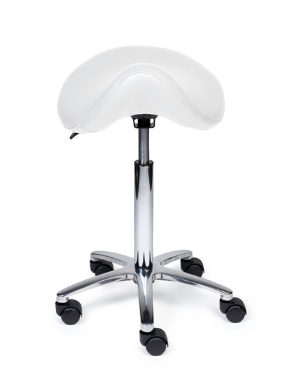 Ergonomische Zadelkruk Premium Wit op Wielen