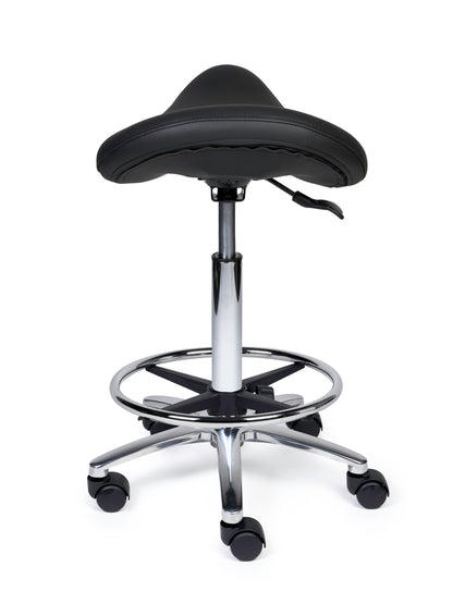 Ergonomische Zadelkruk Premium Zwart op Wielen
