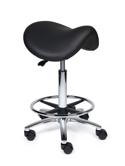 Ergonomische Zadelkruk Premium Zwart op Wielen