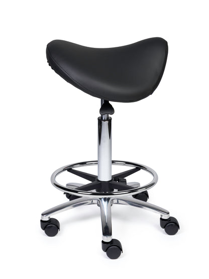 Ergonomische Zadelkruk Premium Zwart op Wielen