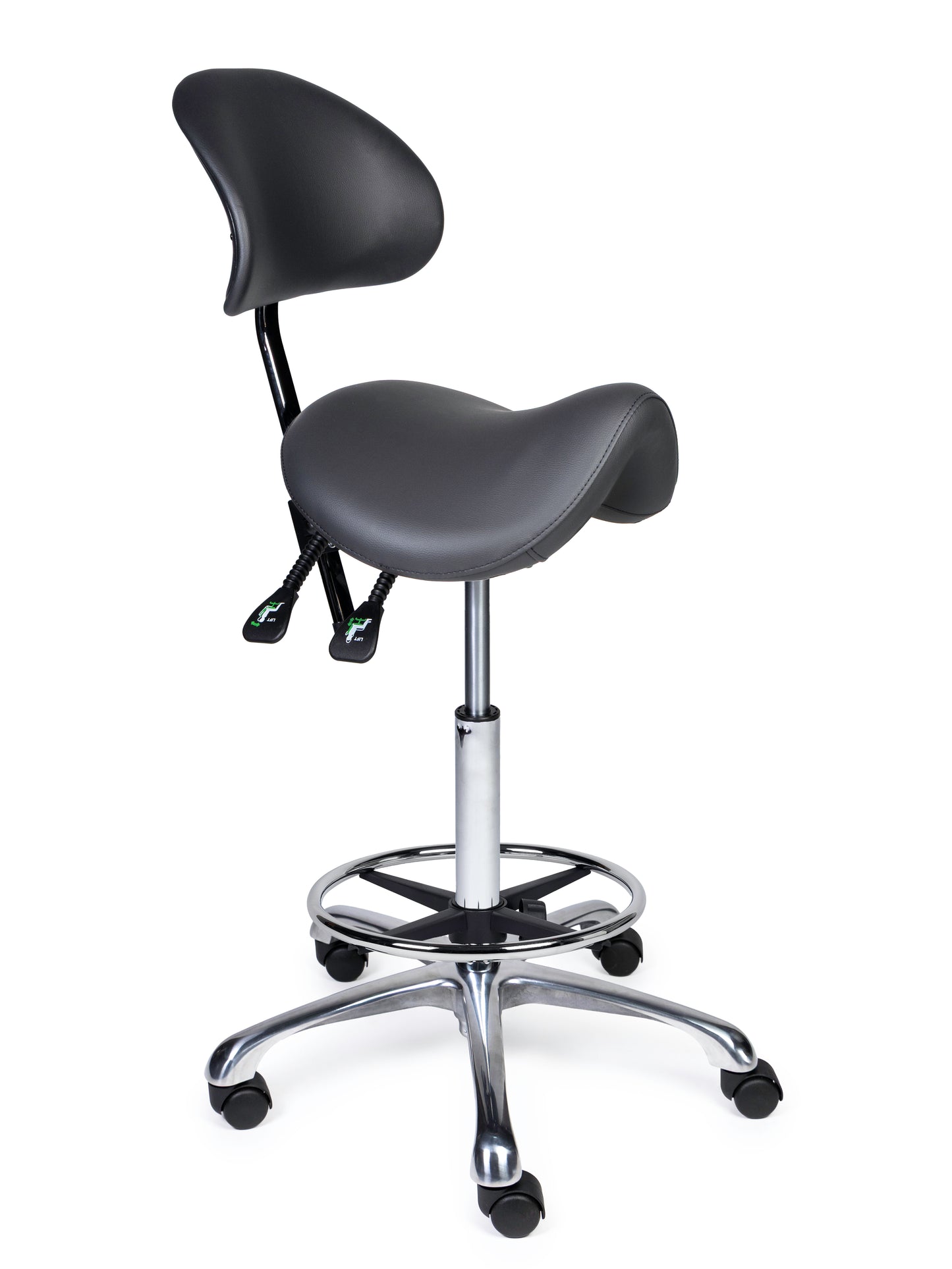 Ergonomische Zadelkruk met Rugleuning Premium Grijs op Wielen