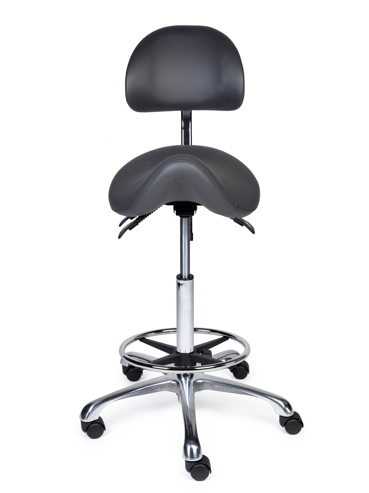 Ergonomische Zadelkruk met Rugleuning Premium Grijs op Wielen