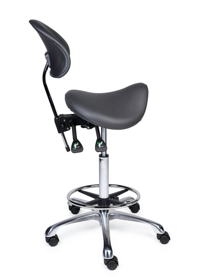 Ergonomische Zadelkruk met Rugleuning Premium Grijs op Wielen