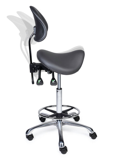 Ergonomische Zadelkruk met Rugleuning Premium Grijs op Wielen