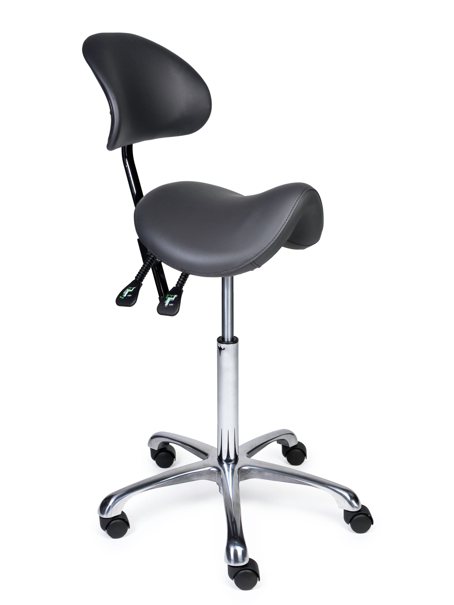 Ergonomische Zadelkruk met Rugleuning Premium Grijs op Wielen