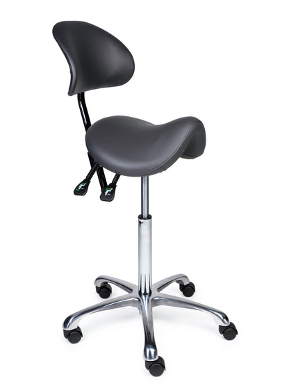 Ergonomische Zadelkruk met Rugleuning Premium Grijs op Wielen