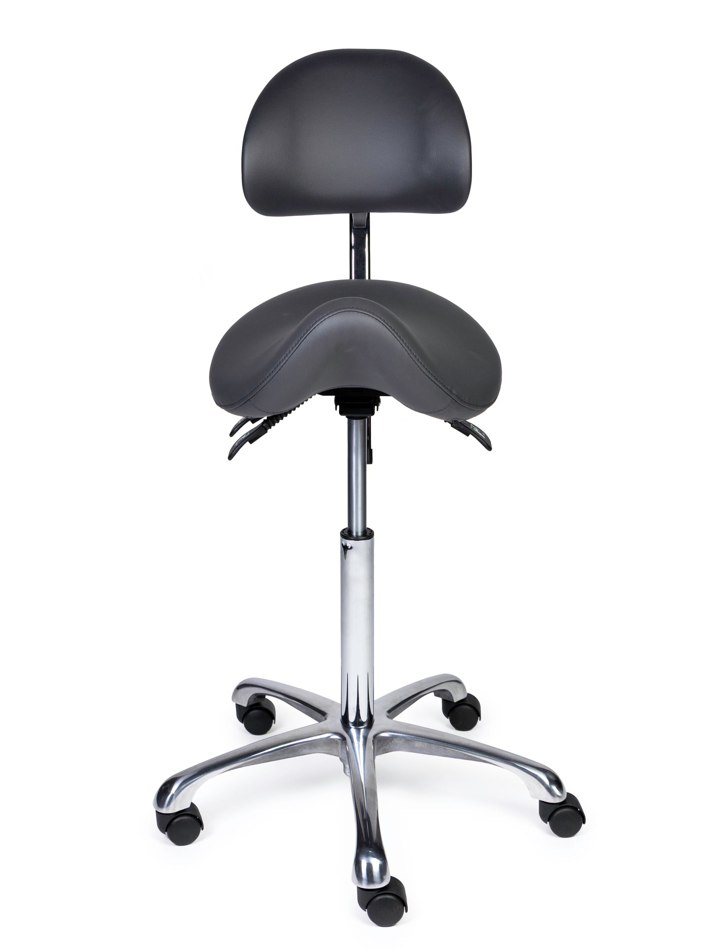 Ergonomische Zadelkruk met Rugleuning Premium Grijs op Wielen