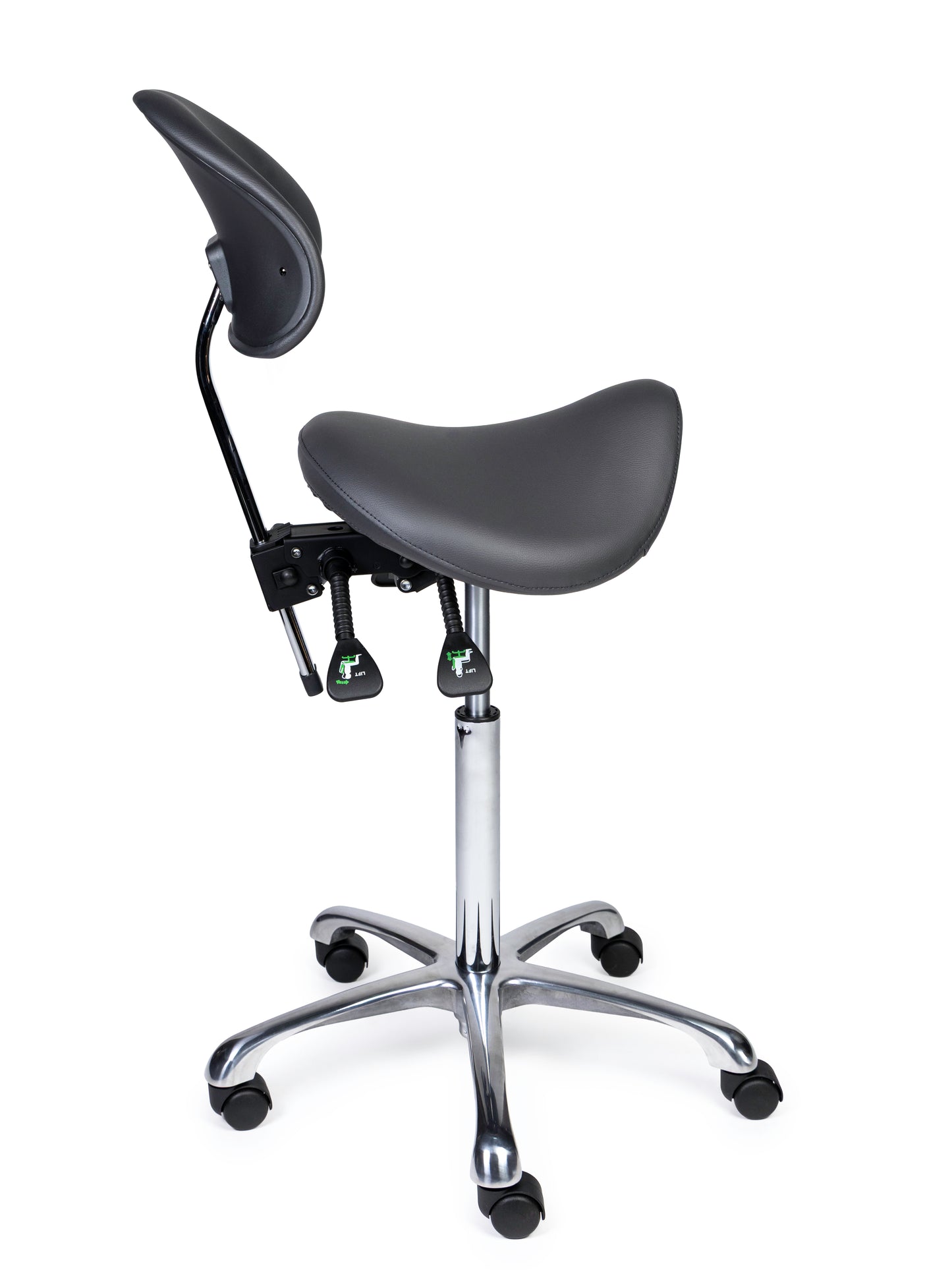 Ergonomische Zadelkruk met Rugleuning Premium Grijs op Wielen