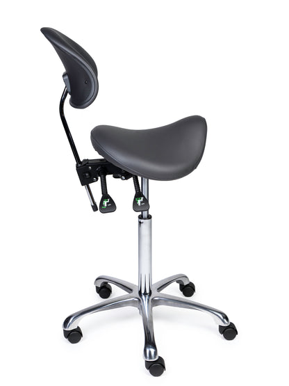 Ergonomische Zadelkruk met Rugleuning Premium Grijs op Wielen