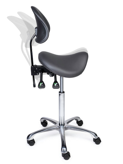 Ergonomische Zadelkruk met Rugleuning Premium Grijs op Wielen