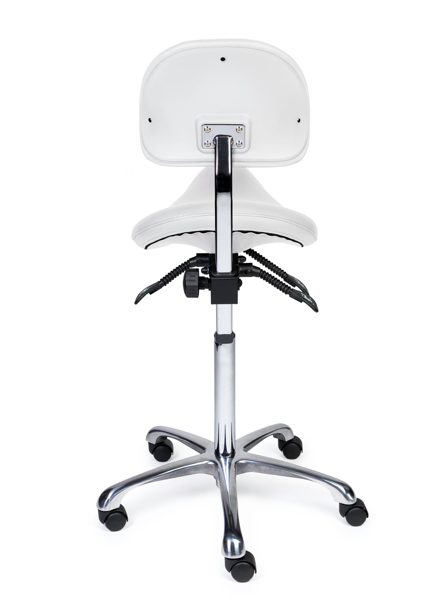 Ergonomische Zadelkruk met Rugleuning Premium Wit op Wielen