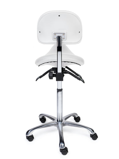 Ergonomische Zadelkruk met Rugleuning Premium Wit op Wielen