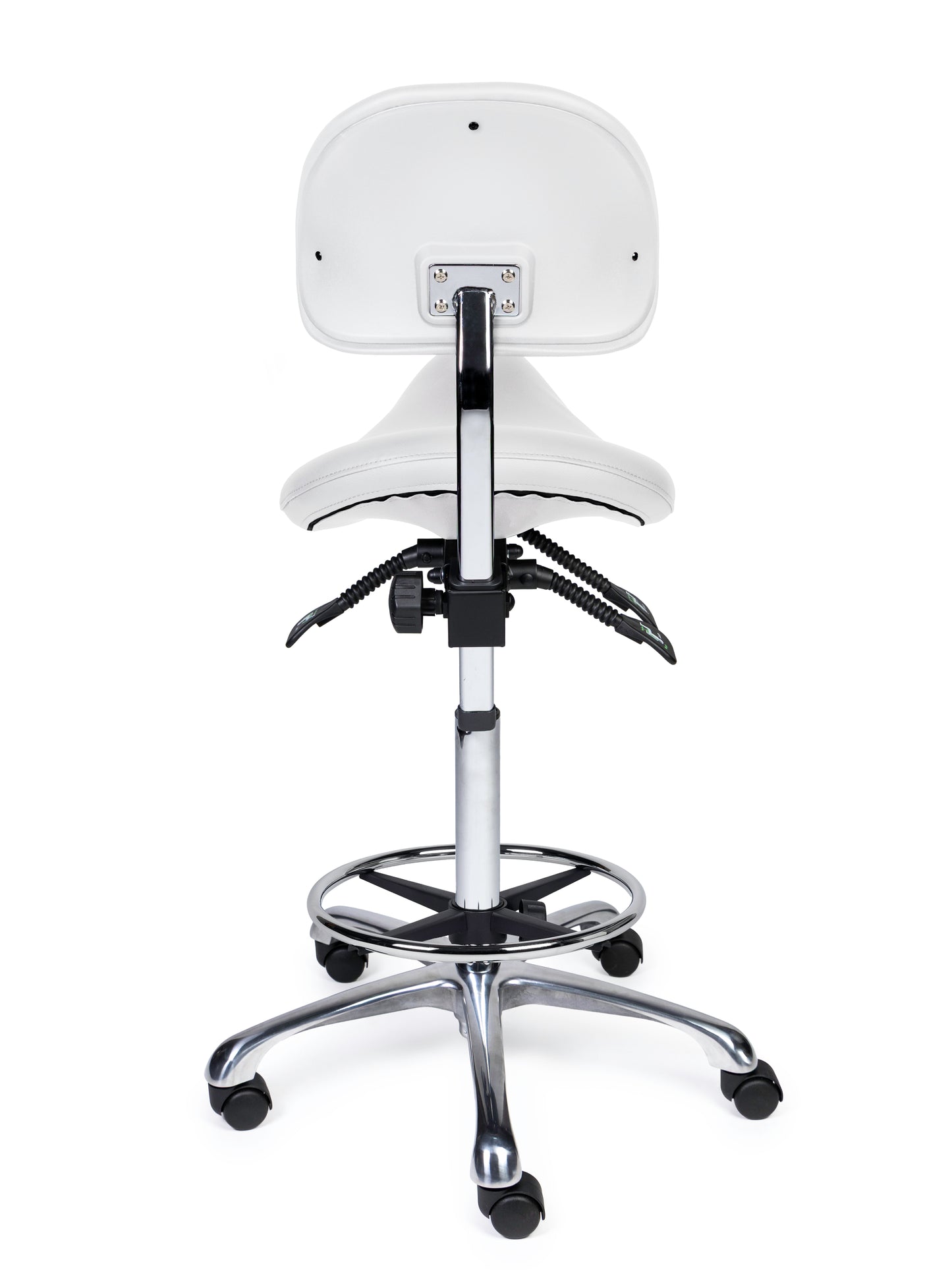 Ergonomische Zadelkruk met Rugleuning Premium Wit op Wielen