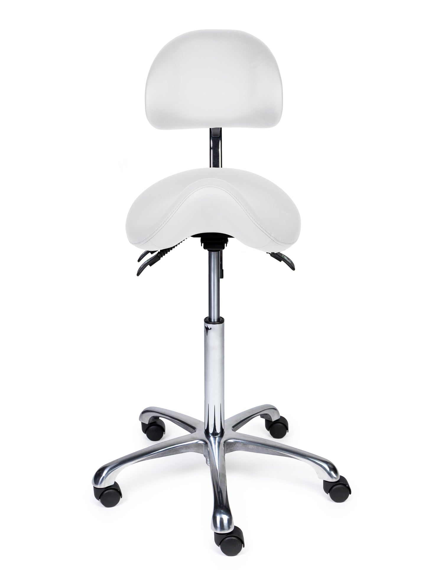 Ergonomische Zadelkruk met Rugleuning Premium Wit op Wielen