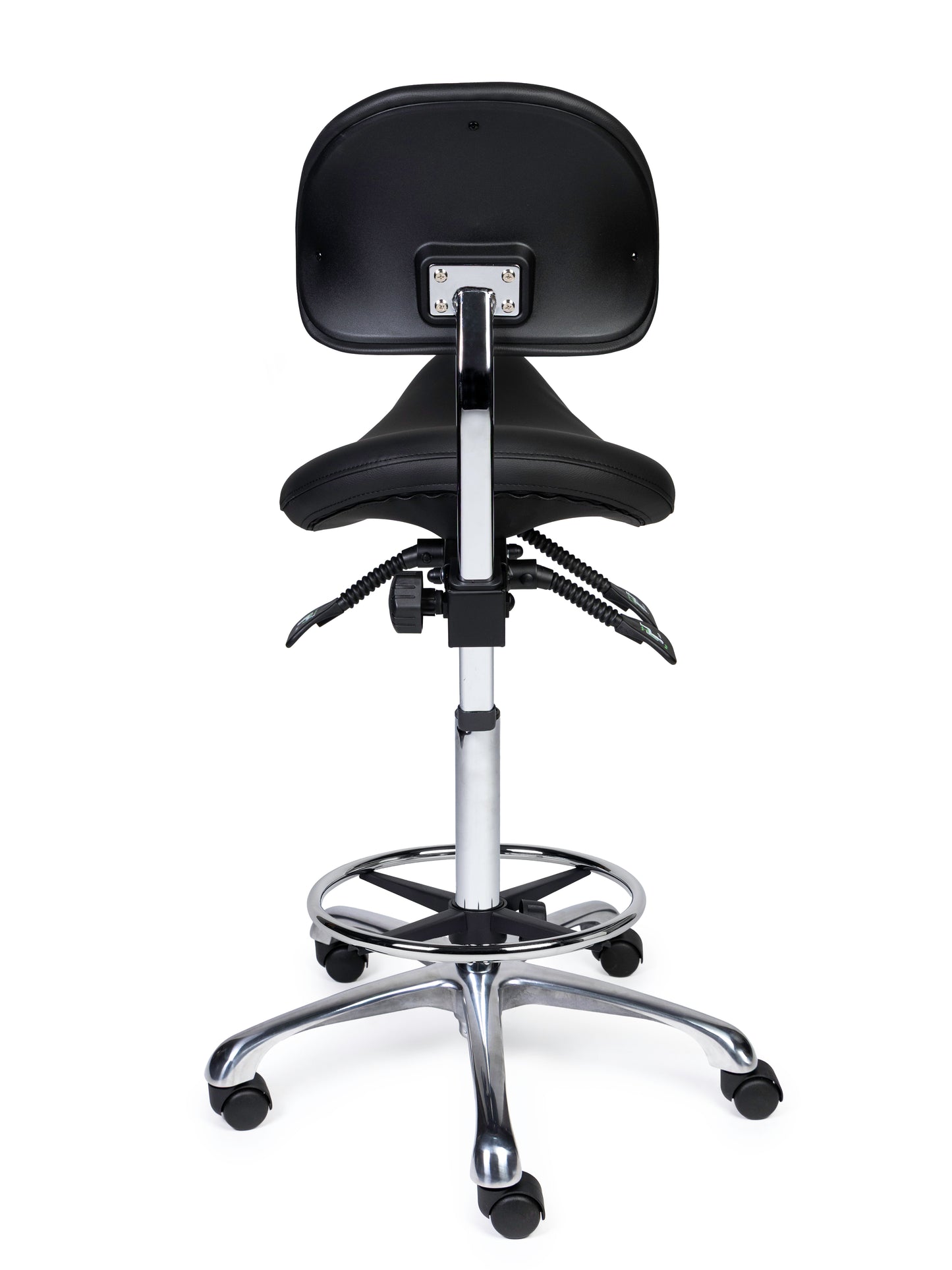 Ergonomische Zadelkruk met Rugleuning Premium Zwart op Wielen