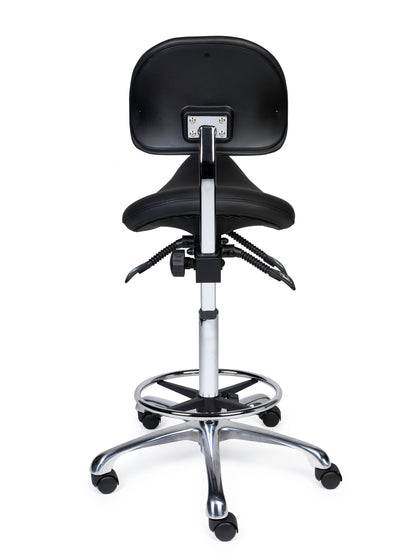 Ergonomische Zadelkruk met Rugleuning Premium Zwart op Wielen