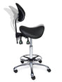 Ergonomische Zadelkruk met Rugleuning Premium Zwart op Wielen
