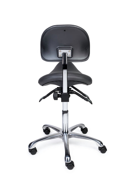 Ergonomische Zadelkruk met Rugleuning Premium Grijs op Wielen
