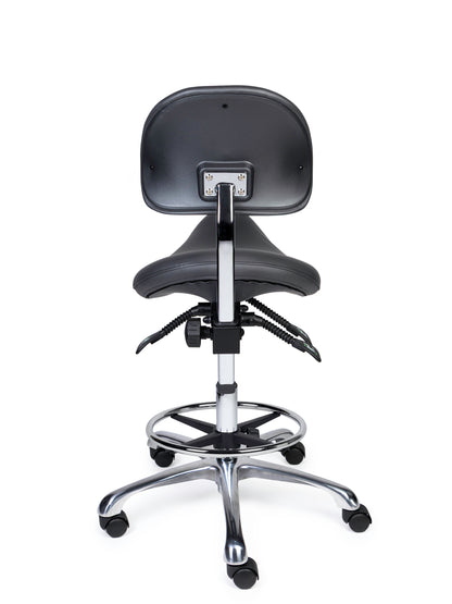 Ergonomische Zadelkruk met Rugleuning Premium Grijs op Wielen