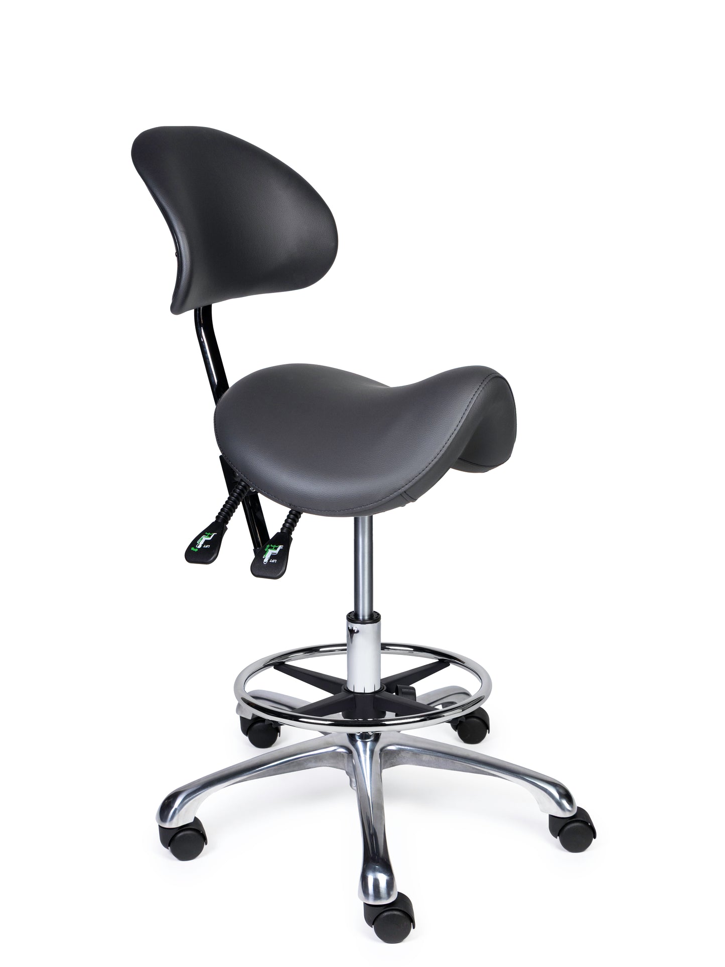 Ergonomische Zadelkruk met Rugleuning Premium Grijs op Wielen