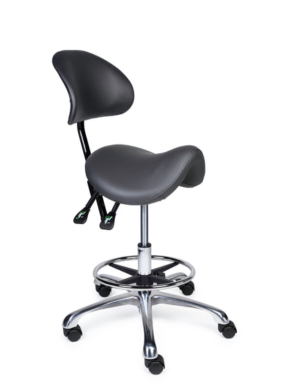Ergonomische Zadelkruk met Rugleuning Premium Grijs op Wielen