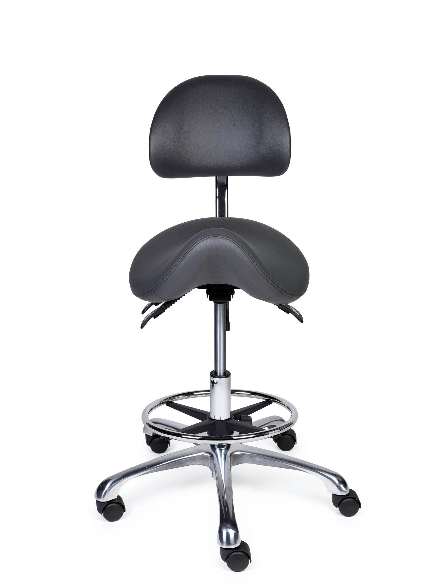 Ergonomische Zadelkruk met Rugleuning Premium Grijs op Wielen
