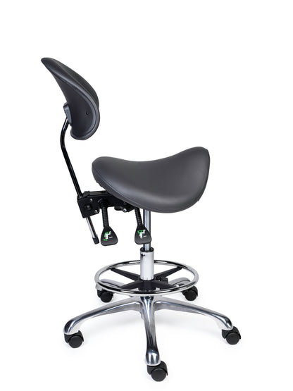 Ergonomische Zadelkruk met Rugleuning Premium Grijs op Wielen