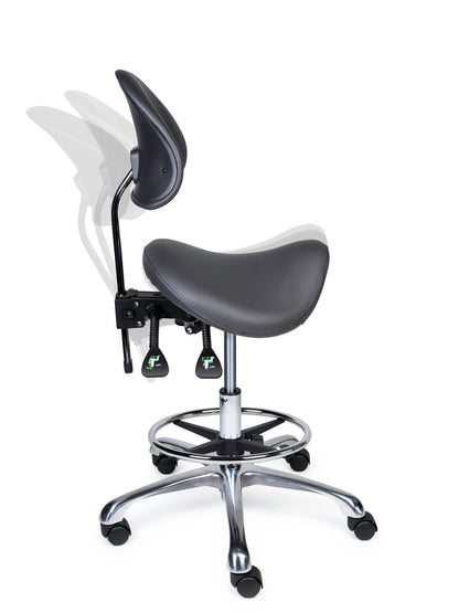 Ergonomische Zadelkruk met Rugleuning Premium Grijs op Wielen