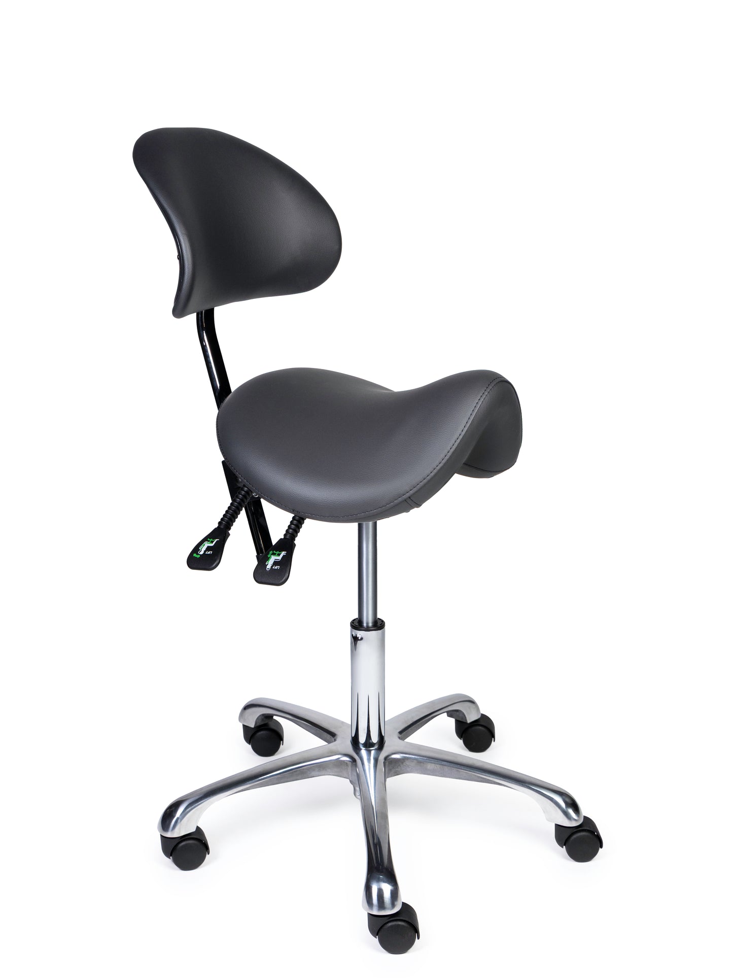 Ergonomische Zadelkruk met Rugleuning Premium Grijs op Wielen
