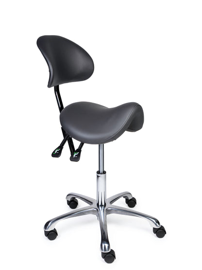Ergonomische Zadelkruk met Rugleuning Premium Grijs op Wielen