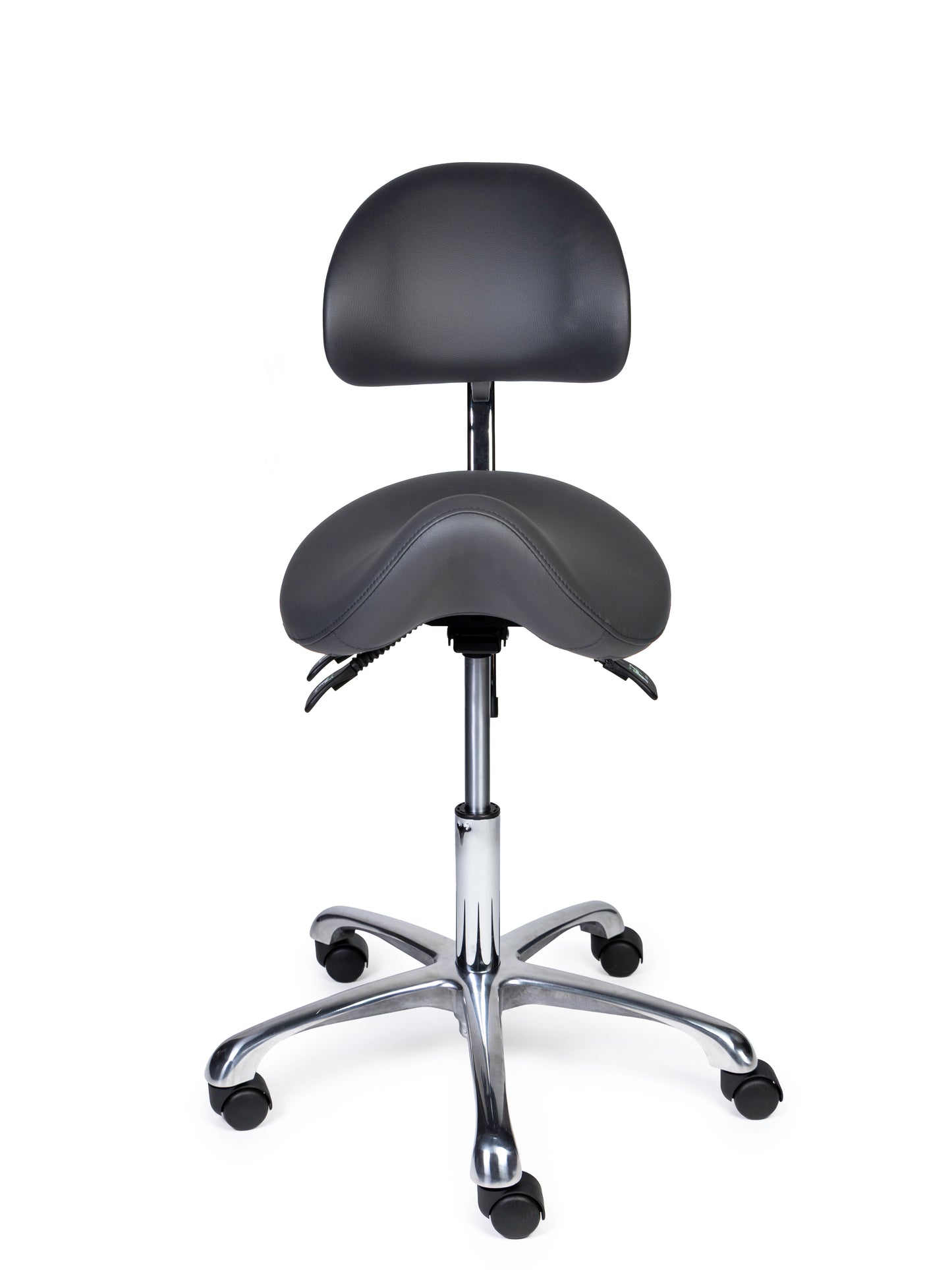 Ergonomische Zadelkruk met Rugleuning Premium Grijs op Wielen