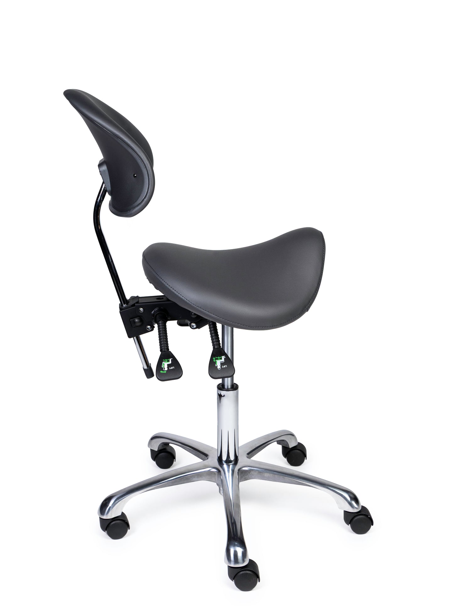 Ergonomische Zadelkruk met Rugleuning Premium Grijs op Wielen