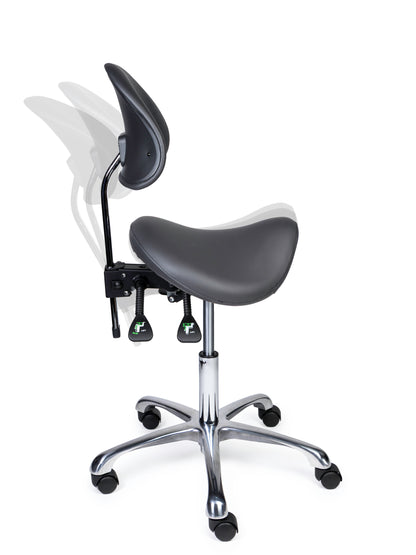 Ergonomische Zadelkruk met Rugleuning Premium Grijs op Wielen