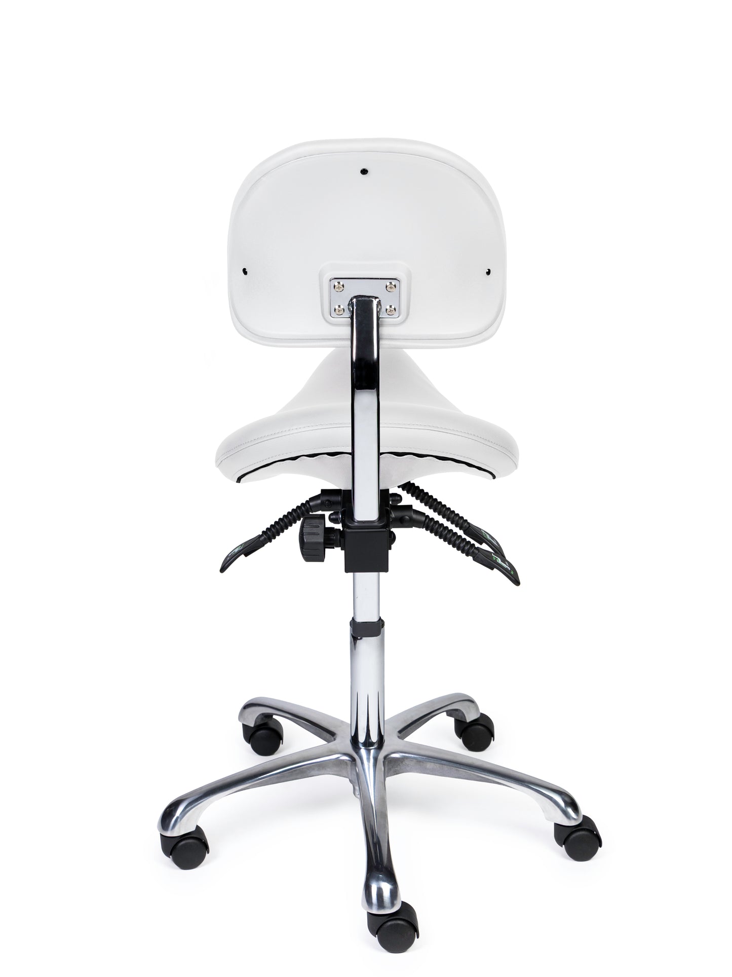 Ergonomische Zadelkruk met Rugleuning Premium Wit op Wielen
