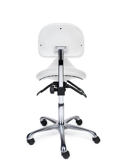 Ergonomische Zadelkruk met Rugleuning Premium Wit op Wielen