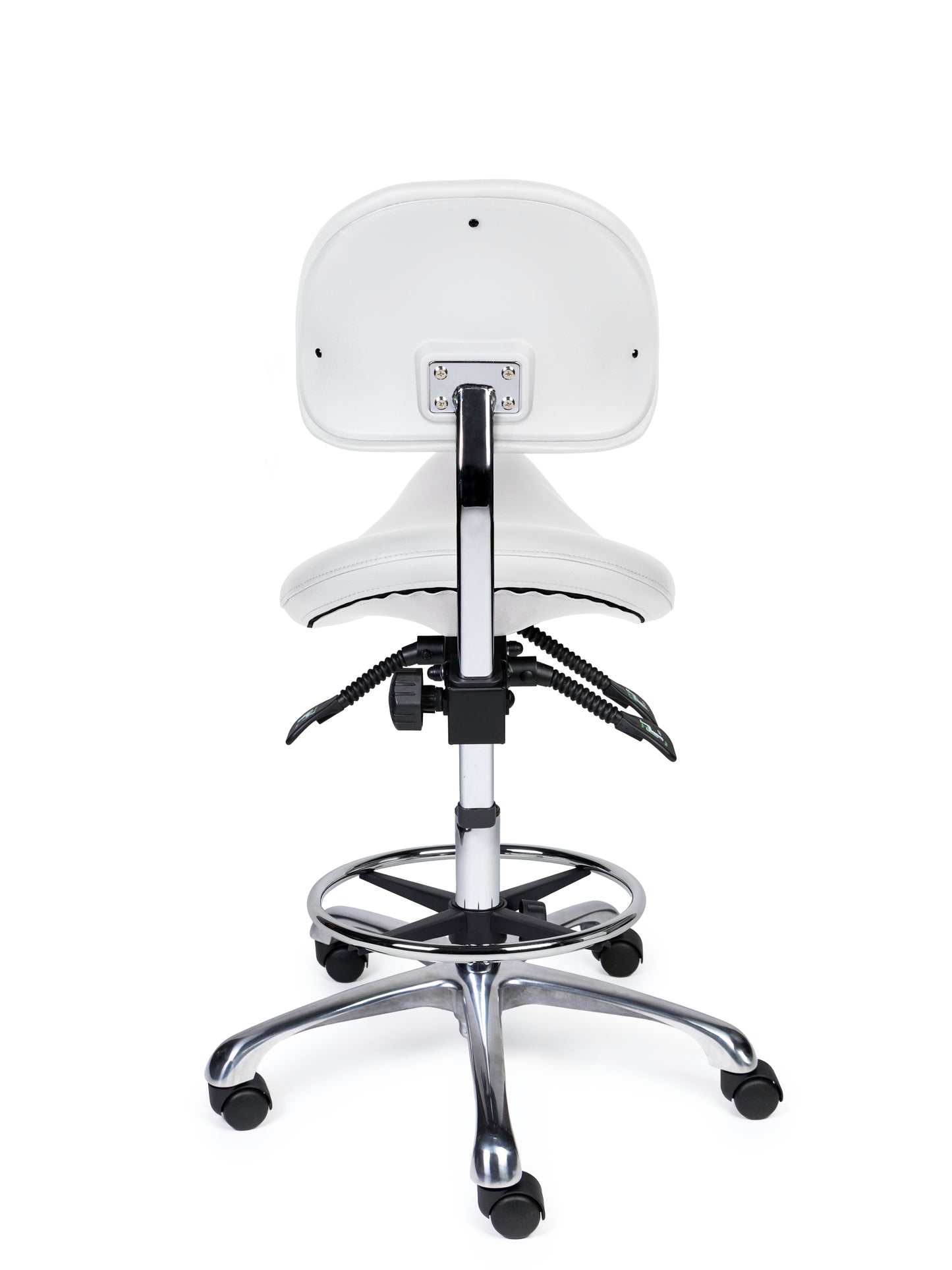 Ergonomische Zadelkruk met Rugleuning Premium Wit op Wielen