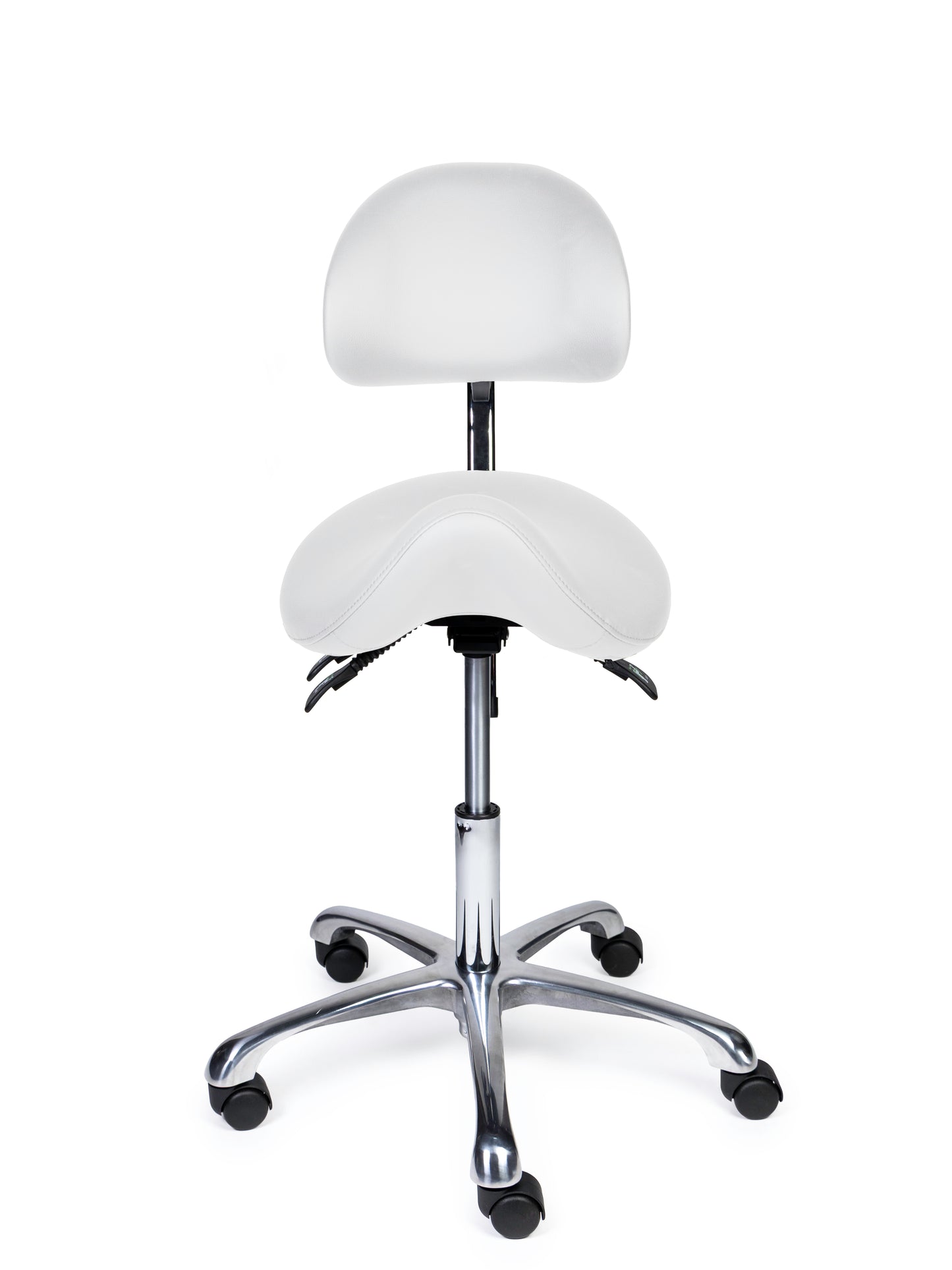 Ergonomische Zadelkruk met Rugleuning Premium Wit op Wielen