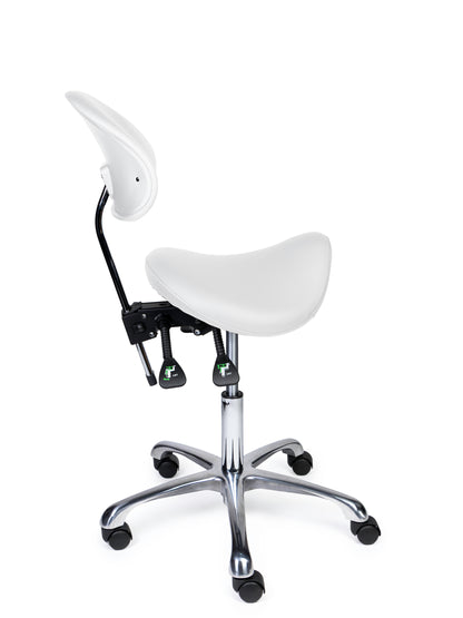 Ergonomische Zadelkruk met Rugleuning Premium Wit op Wielen