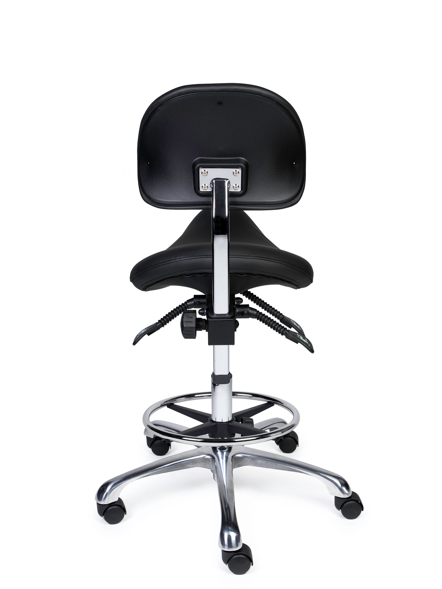 Ergonomische Zadelkruk met Rugleuning Premium Zwart op Wielen
