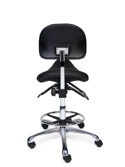 Ergonomische Zadelkruk met Rugleuning Premium Zwart op Wielen