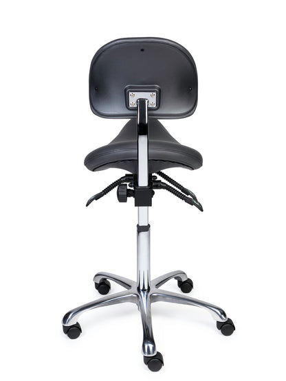 Ergonomische Zadelkruk met Rugleuning Premium Grijs op Wielen