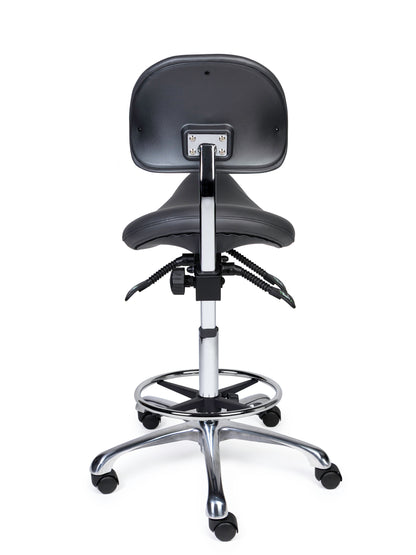 Ergonomische Zadelkruk met Rugleuning Premium Grijs op Wielen