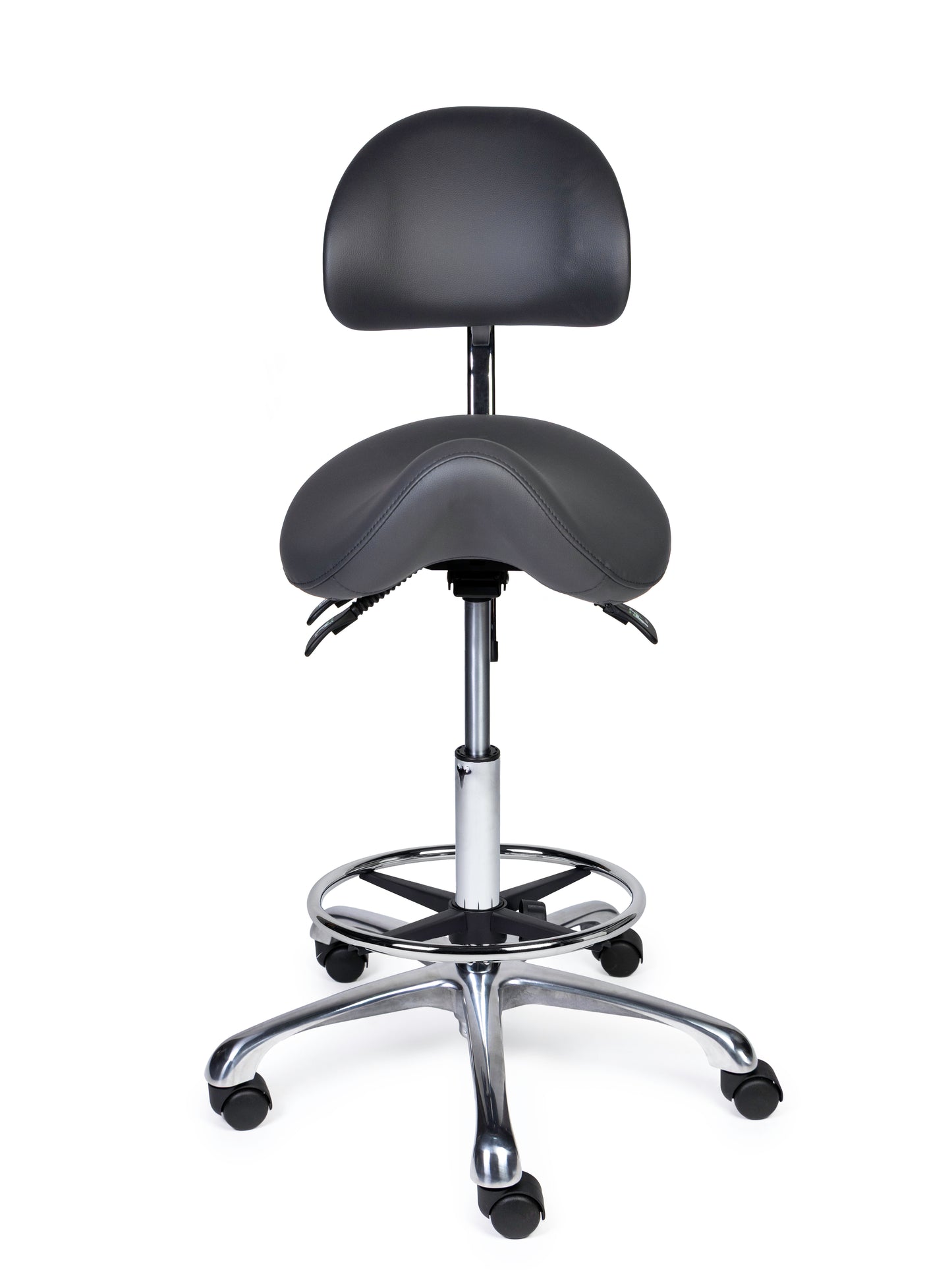Ergonomische Zadelkruk met Rugleuning Premium Grijs op Wielen