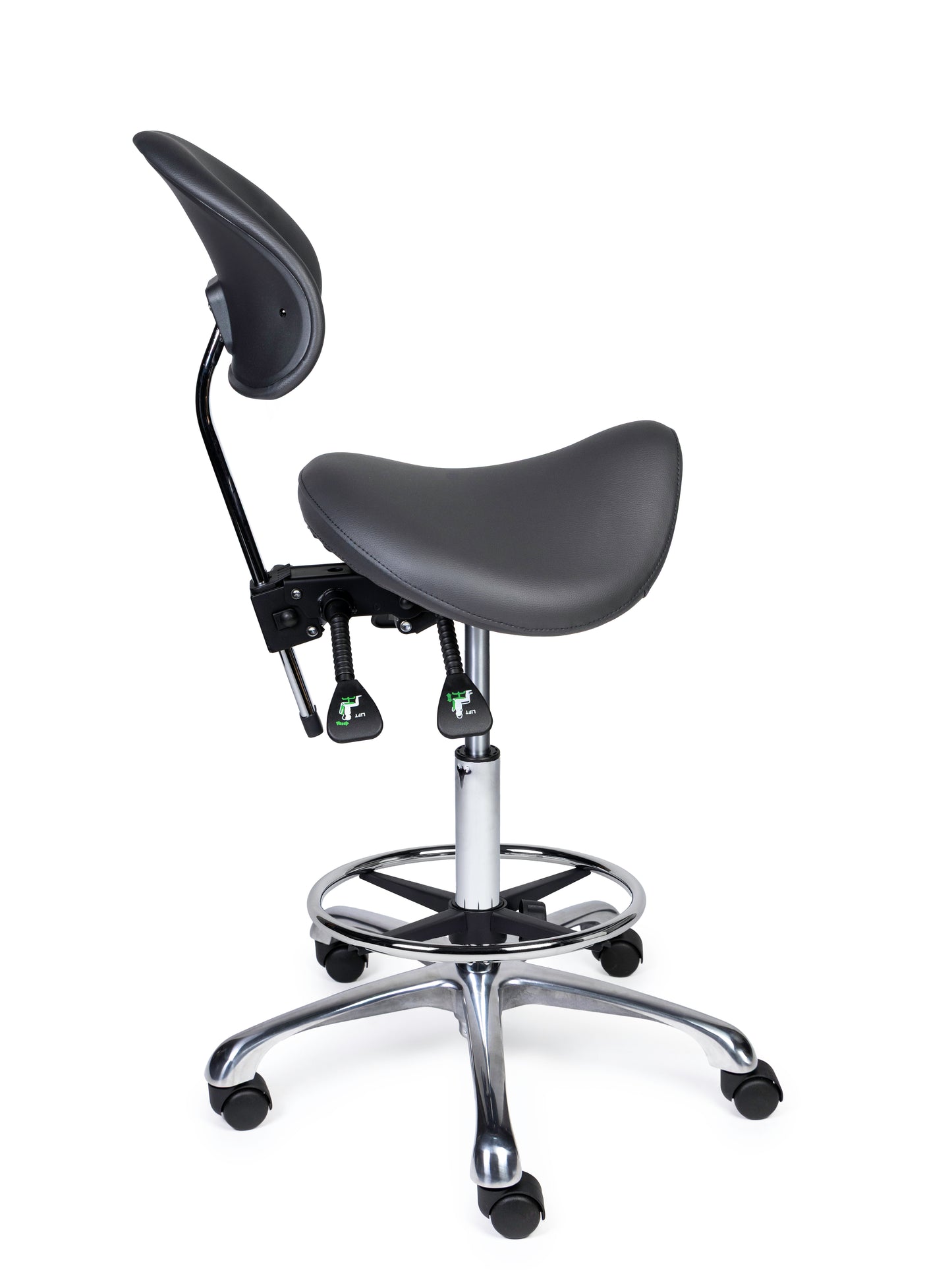 Ergonomische Zadelkruk met Rugleuning Premium Grijs op Wielen